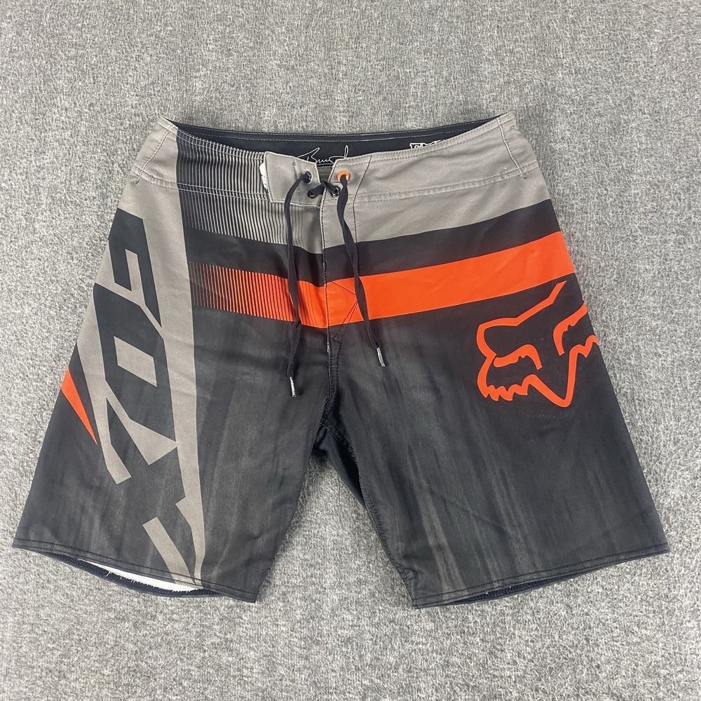 Fox Racing Bruce Irons Board Shorts Mens 32 Black Orange Surf Swim